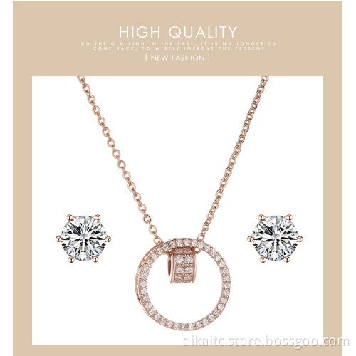 SK Top Luxury Women Watch Gift Set For Wedding Rose Gold Bracelet Necklace Jewelry Gift Set For Wife Regalo de San Valentin